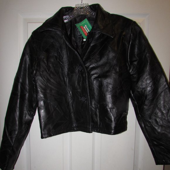 GENUINE LEATHER Black Coat Jacket Womens Large NEW